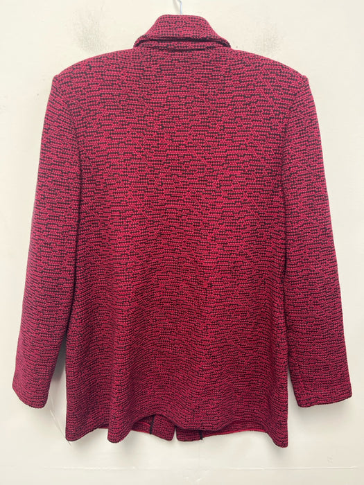 St. John Collection Size 4 Red & Black Wool & Rayon Long Sleeve Knit Jacket
