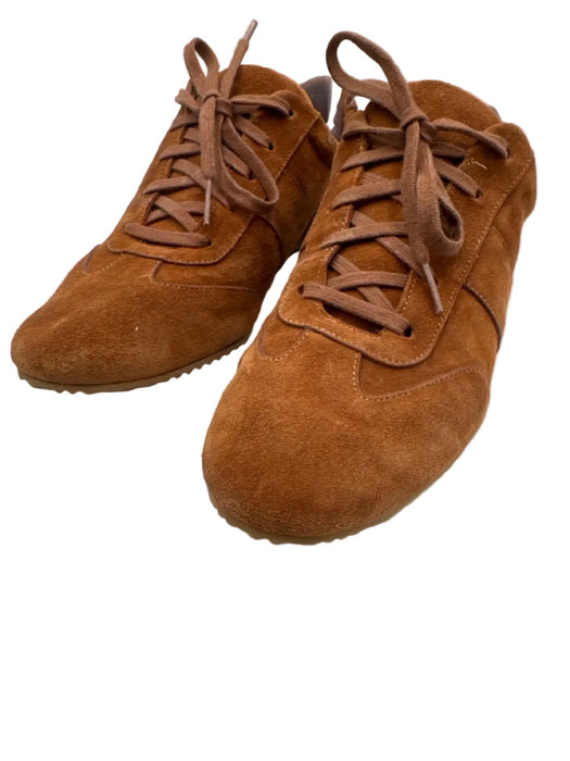 Reformation Shoe Size 7 Brown Suede Lace Up Stitching Detail Sneakers