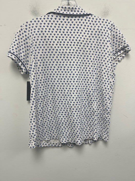 Roller Rabbit Size XS White & Blue Pima Cotton Hearts Button Down Short Set