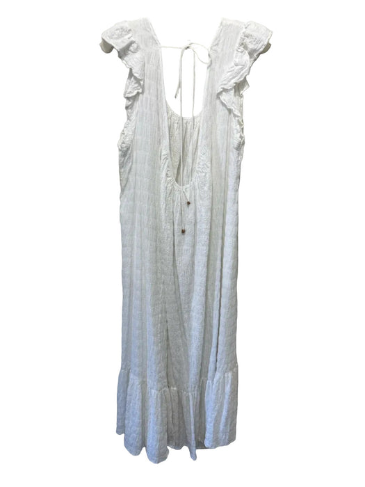 Free People Size M White Cotton & Elastane Cap Sleeve Textured Tent Style Dress