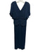 Tadashi Shoji Size 8 Navy Blue Polyester Micropleat Crinkle V Neck Gown Navy Blue / 8