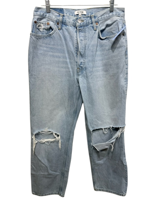 RE/DONE Size 29 Light Wash Cotton Denim High Rise Straight Leg distressed Jeans Light Wash / 29