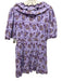 RAHI Size XL Purple & Yellow Cotton Short Puff Sleeve Floral Tiered Dress Purple & Yellow / XL