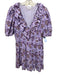 RAHI Size XL Purple & Yellow Cotton Short Puff Sleeve Floral Tiered Dress Purple & Yellow / XL