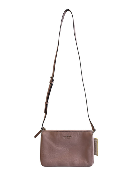 Kate Spade Pink Leather Zip Close Gold detail Pockets Crossbody Bag Pink