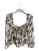 Reformation Size 12 White & Green Viscose Long Sleeve Floral Print Back Tie Top White & Green / 12