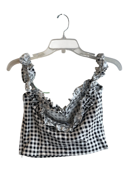 Musier Paris Size 40 black and white Cotton Sleeveless Plaid Ruffle Detail Top black and white / 40