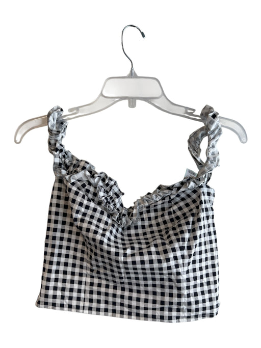 Musier Paris Size 40 black and white Cotton Sleeveless Plaid Ruffle Detail Top black and white / 40