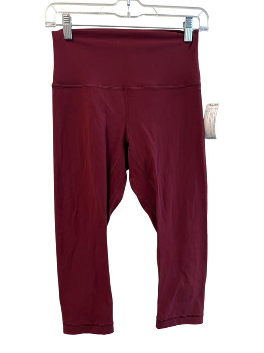 Lululemon Size 6 Burgundy Nylon High Rise solid color Capri Athleisure Leggings Burgundy / 6