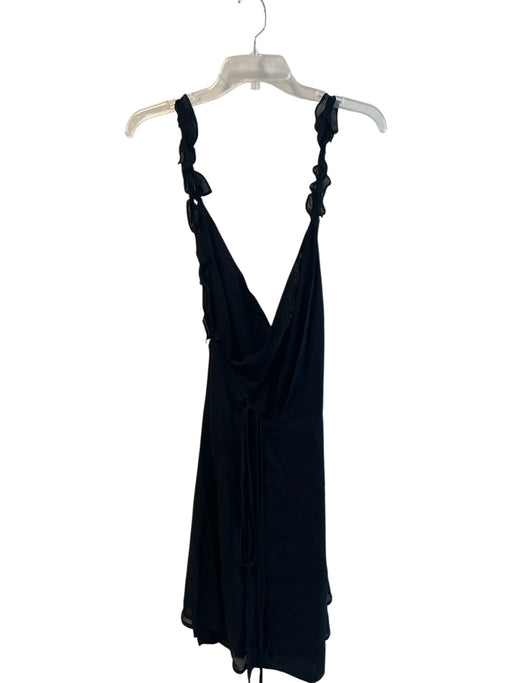 Reformation Size XL Black Viscose V Neck solid color Wrap Around Sleeveless Top Black / XL