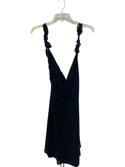 Reformation Size XL Black Viscose V Neck solid color Wrap Around Sleeveless Top Black / XL