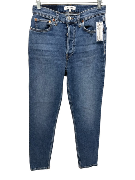 RE/DONE Size 26 Medium Wash Cotton Blend Cropped High Rise Button & Zip Jeans Medium Wash / 26