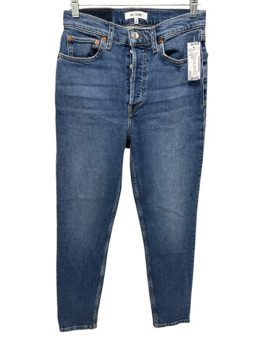 RE/DONE Size 26 Medium Wash Cotton Blend Cropped High Rise Button & Zip Jeans Medium Wash / 26