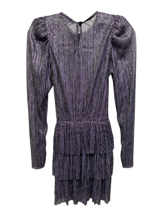 Sabina Musayev Size XS purple, silver, black Polyester Semi Sheer Tiered Dress purple, silver, black / XS