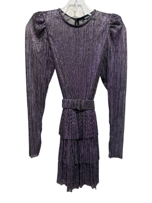 Sabina Musayev Size XS purple, silver, black Polyester Semi Sheer Tiered Dress purple, silver, black / XS