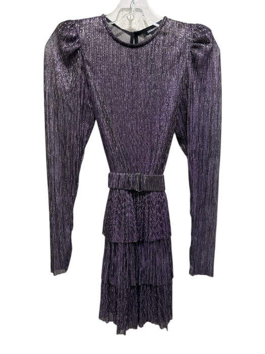 Sabina Musayev Size XS purple, silver, black Polyester Semi Sheer Tiered Dress purple, silver, black / XS