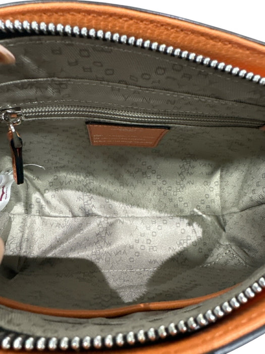 Oryany Orange & Yellow Leather Zip Top Flower Charm Crossbody Bag Orange & Yellow / Small