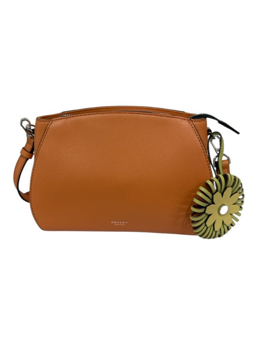 Oryany Orange & Yellow Leather Zip Top Flower Charm Crossbody Bag Orange & Yellow / Small