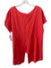 Ruti Size S/M Coral Red Linen Short Sleeve Scoop Neck Split Back Tunic Top Coral Red / S/M