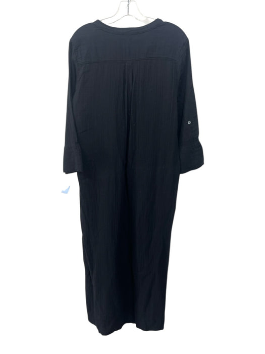 Everyday Ritual Size M Black Cotton Gauze Long Sleeve Buttons Midi Dress Black / M