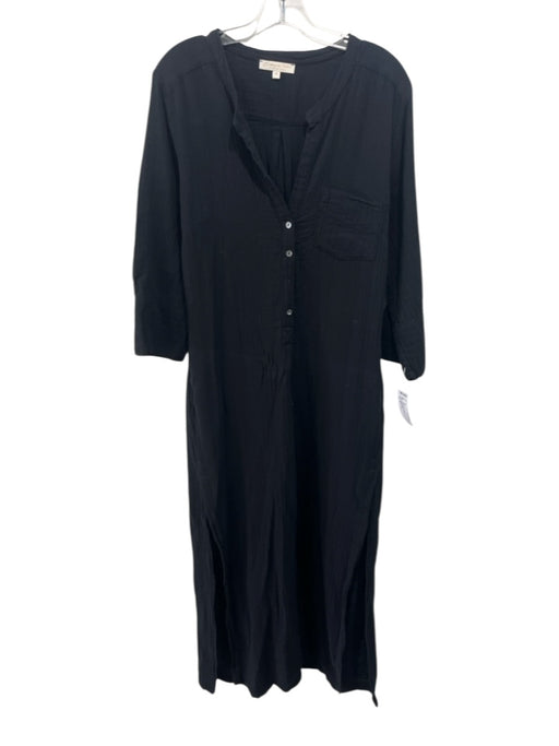 Everyday Ritual Size M Black Cotton Gauze Long Sleeve Buttons Midi Dress Black / M