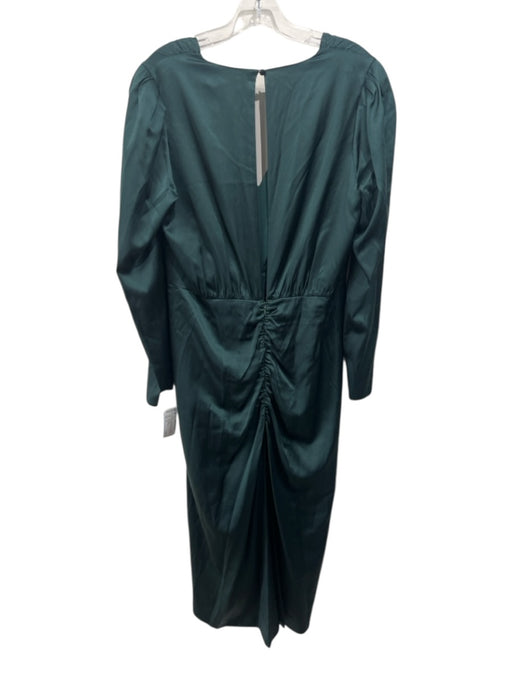 Veronica Beard Size 10 Emerald Green Silk & Spandex Long puff sleeve Midi Dress Emerald Green / 10