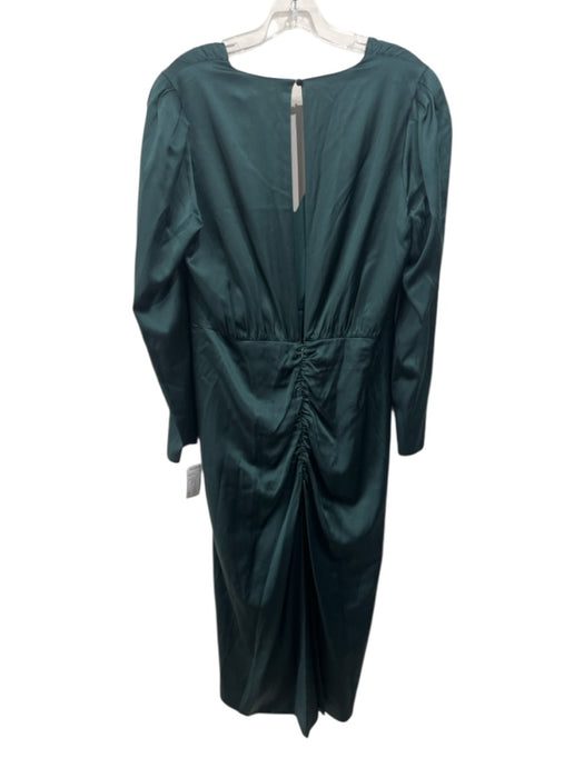 Veronica Beard Size 10 Emerald Green Silk & Spandex Long puff sleeve Midi Dress Emerald Green / 10