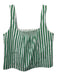 AYR Size M Green & White Cotton & Nylon Sleeveless Vertical Stripes Skirt Set Green & White / M