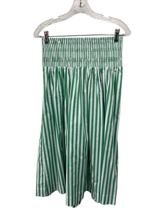 AYR Size M Green & White Cotton & Nylon Sleeveless Vertical Stripes Skirt Set Green & White / M