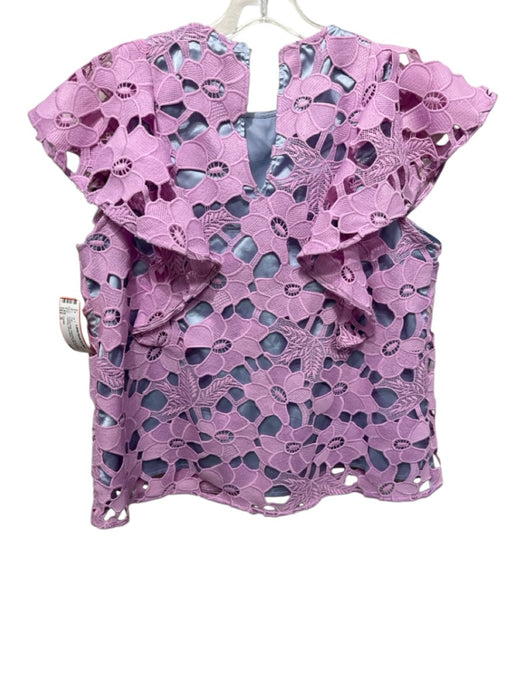 Crosby Size S Purple Pink Polyester Floral Lace Overlay Sleeveless Ruffle Top Purple Pink / S