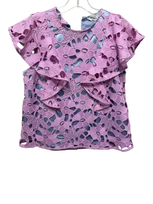 Crosby Size S Purple Pink Polyester Floral Lace Overlay Sleeveless Ruffle Top Purple Pink / S