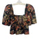 Cara Cara Size S Black, Beige, Multi Cotton Half Puff Sleeve Floral Peplum Top Black, Beige, Multi / S