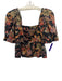 Cara Cara Size S Black, Beige, Multi Cotton Half Puff Sleeve Floral Peplum Top Black, Beige, Multi / S
