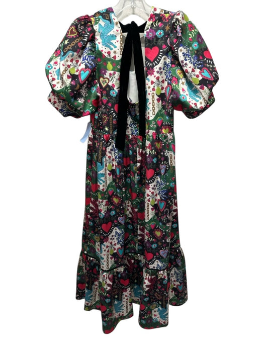 Crosby Size L Green & Multi Polyester Keyhole Back Square Neck Maxi Dress Green & Multi / L