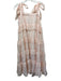 Mable Size ML Pink & White Polyester Gingham Scalloped Tie Shoulders Dress Pink & White / ML