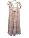 Mable Size ML Pink & White Polyester Gingham Scalloped Tie Shoulders Dress Pink & White / ML