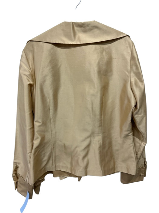 Dana Buchman Size 14 Yellow Silk Rhinestone Buckle Collared Wrap Front Jacket Yellow / 14