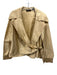 Dana Buchman Size 14 Yellow Silk Rhinestone Buckle Collared Wrap Front Jacket Yellow / 14