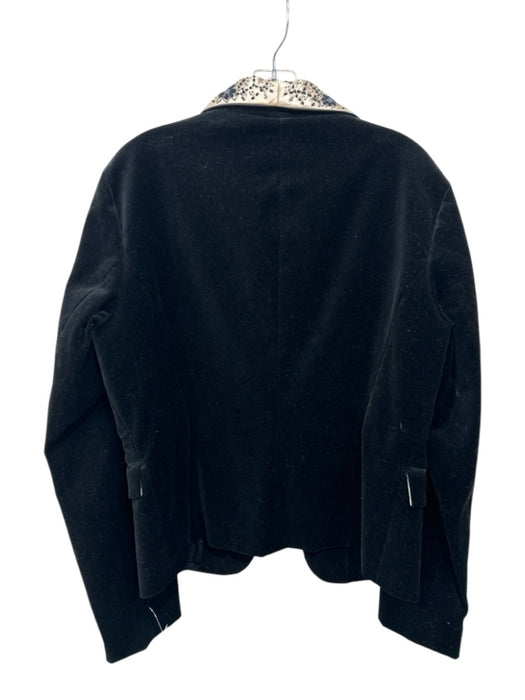 Karen Kane Size 14 Black & Cream Cotton Blend Velvet Beaded Collar Jacket Black & Cream / 14