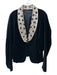 Karen Kane Size 14 Black & Cream Cotton Blend Velvet Beaded Collar Jacket Black & Cream / 14