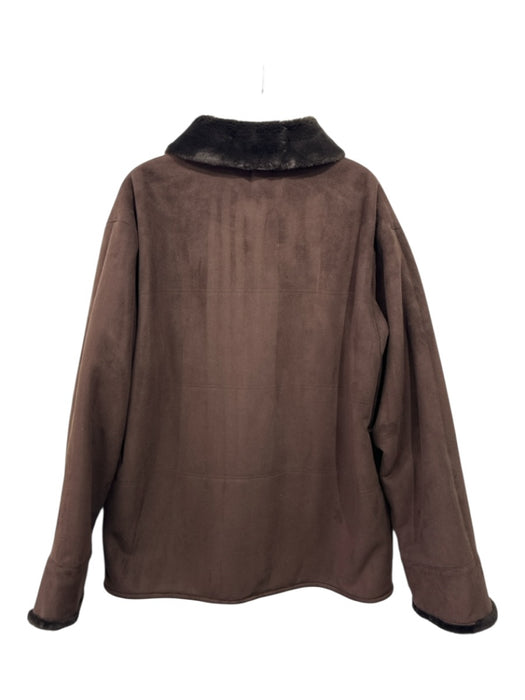 Gallery Size L Brown Polyester Faux Suede Faux Fur Lining Collared Coat Brown / L