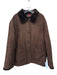 Gallery Size L Brown Polyester Faux Suede Faux Fur Lining Collared Coat Brown / L