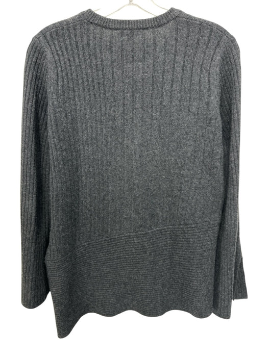 Ann Mashburn Size S Charcoal Gray Cashmere Crew Neck Long Sleeve Ribbed Sweater Charcoal Gray / S