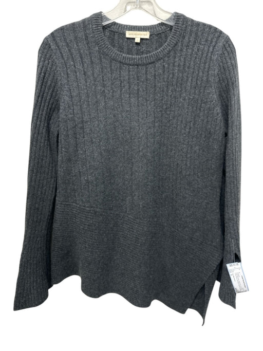 Ann Mashburn Size S Charcoal Gray Cashmere Crew Neck Long Sleeve Ribbed Sweater Charcoal Gray / S