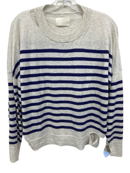 Zadig & Voltaire Size XS Light Gray & Purple Cashmere Knit Ripped Sweater Light Gray & Purple / XS