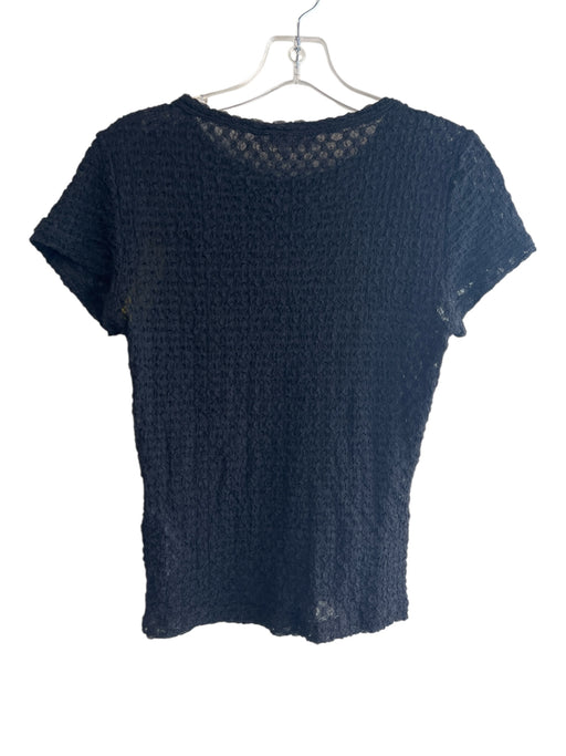 Frame Size Large Black Polyamide Textured Short Sleeve Round Neck Top Black / Large