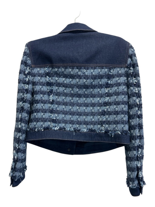 Veronica Beard Size 14 Dark Wash Cotton Knit Long Sleeve Denim Crop Jacket Dark Wash / 14