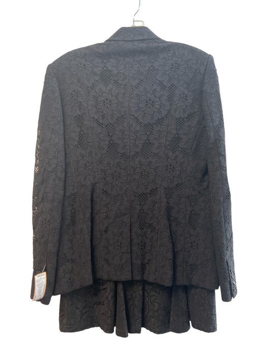 Burberry Size 10 Black Cotton Blend Lace Overlay Blazer Mermaid Hem Skirt Set Black / 10
