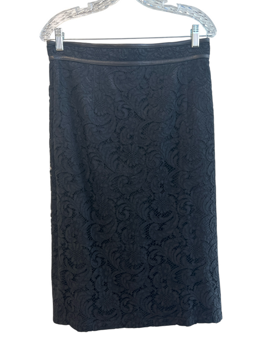 Burberry Size 10 Black Cotton Blend Lace Overlay Blazer Mermaid Hem Skirt Set Black / 10