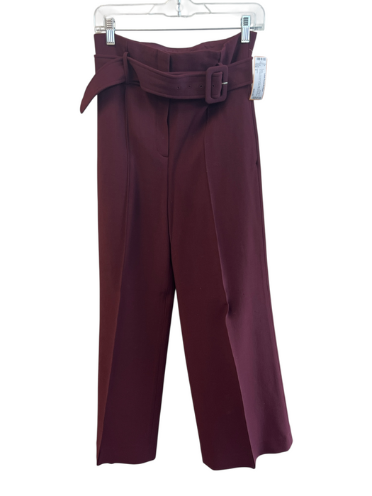 Theory Size 8 Maroon Viscose & wool High Rise Zip Fly Belt included Pants Maroon / 8